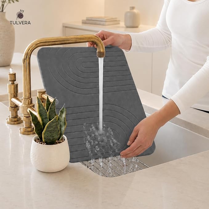 Stone Dish Drying Mat for Kitchen Counter – Diatomaceous Earth Drying Mat | - Image 6