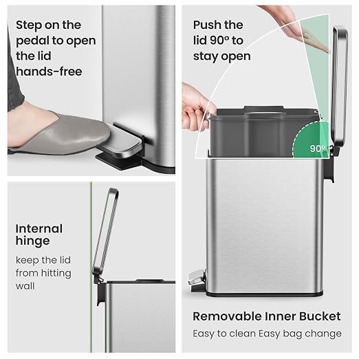 Cesun 2.6 Gallons Small Bathroom Trash Can - Image 5