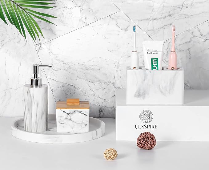 Luxspire Toothbrush Holder, 3 Slots, Gravel White | Electric Toothbrush Holder - Image 7
