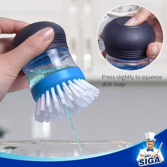 MR.SIGA Soap Dispensing Palm Brush, 2 Pack, palm scrubber, palm scrub brush - Image 5