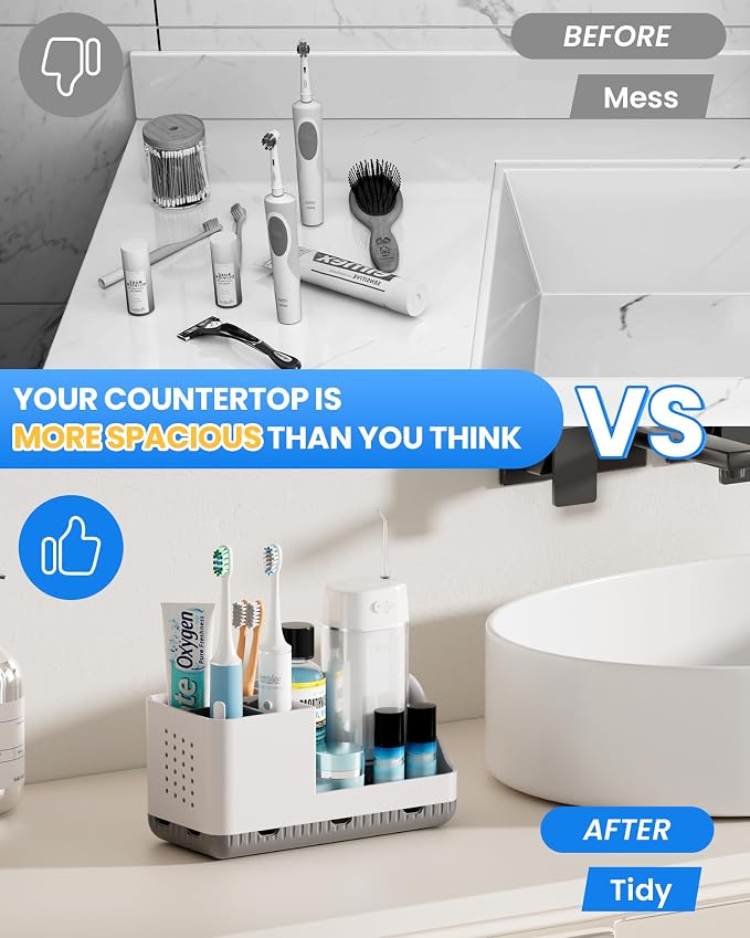 Toothbrush Holder Bathroom Counter Organizer & Storage Detachable | Anti-Slip - Image 5