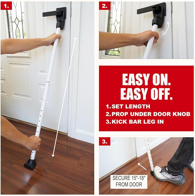 SECURITYMAN 3-in-1 Door Security Bar, Security Door Stoppers & Door Barricade – - Image 5