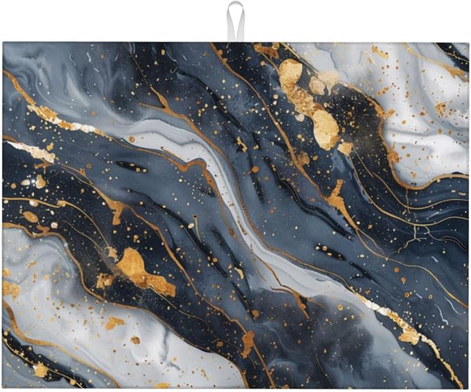 Black Marble Dish Drying Mat For Kitchen Counter, Super Absorbent Microfiber by indokyeyqaz