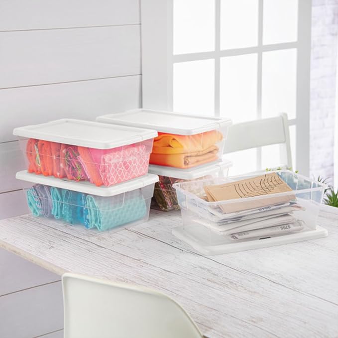 Sterilite Storage Boxes, Stackable Clear Plastic Bins, 6 Quart - Image 6