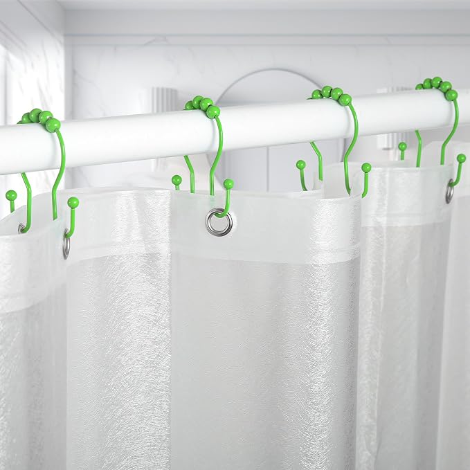Shower Curtain Hooks, Stainless Steel Shower Curtain Hangers, Double Hook - Image 3