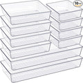 Drawer Organizer, 10 Pack Large Clear Plastic Set, 3 Size Versatile Bathroom by Criusia