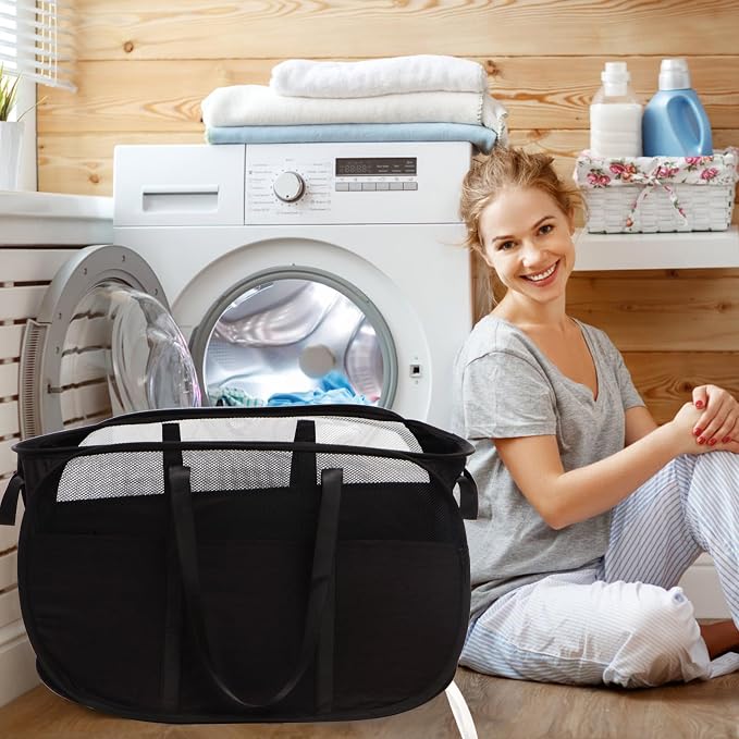 Collapsible Laundry Baskets, Tear Proof Pop Up Laundry Hamper - Image 2
