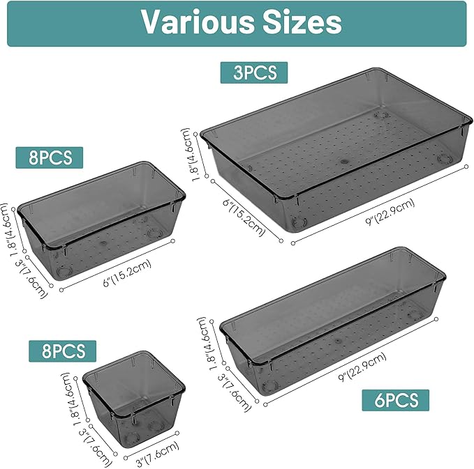25 PCS Plastic Drawer Organizer Set, Makeup Organizers and Storage Bins | 4 - Image 2