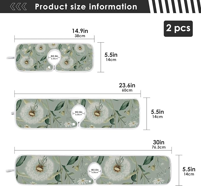 Sage Green Dandelion Mint Green Floral Avocado Sink Mat - Image 4