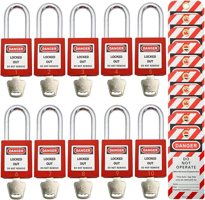 Lockout Tagout Locks, Safety Padlocks, Loto Keyed Differently Lock Out Tag Out Device Plastic with Lockout TagOut Tags