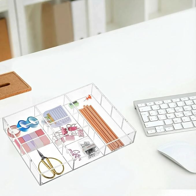 Briwooody Clear Acrylic Drawer Organizer, 9 Compartments, Medium | 8.66 x 11.81 - Image 7