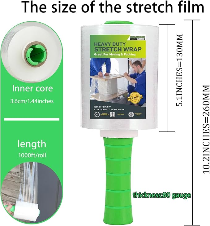 Mini Clear Stretch Wrap Film for Moving, 4 Rolls Plastic Wrap Refills - Image 2