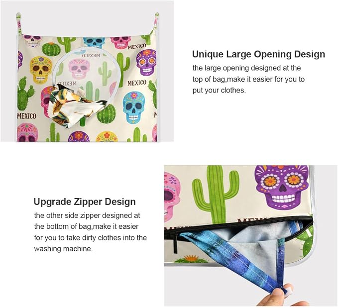 2PCS Hanging Laundry Hamper Bag Over the Door Laundry Hamper Wall Hamper Large - Image 4