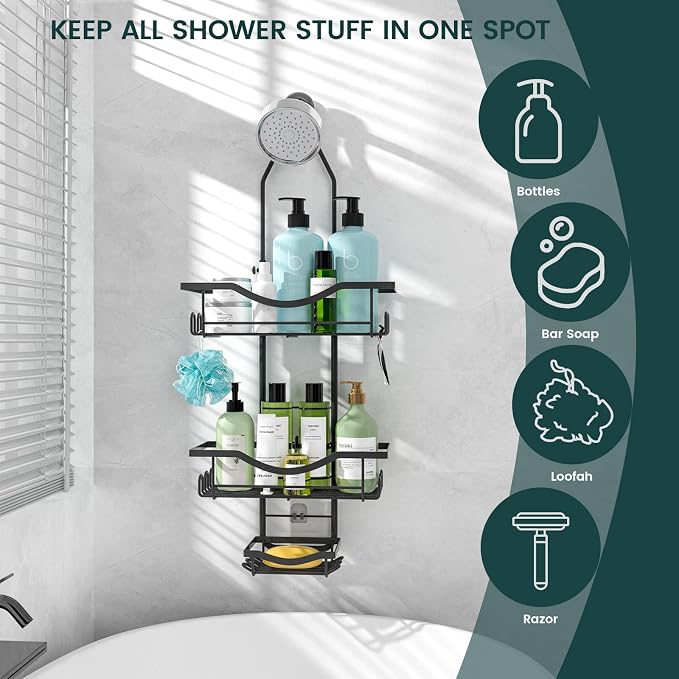 REINHARDT Adjustable Shower Caddy Hanging Rustproof Shower Organizer - Image 8