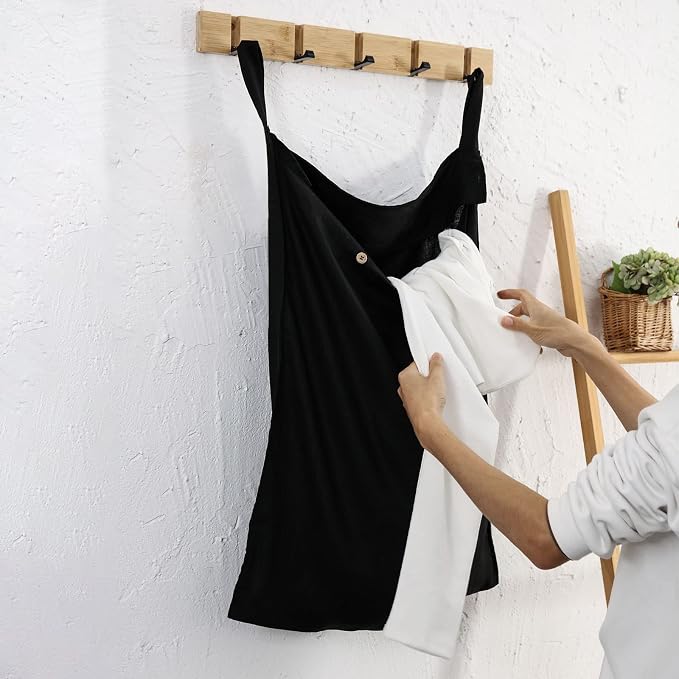 Linen Hanging Laundry Bag, 100% Linen Over The Door Laundry Hamper - Image 4