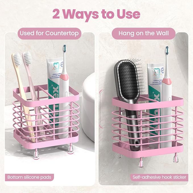 Luxspire Toothbrush Holders for Bathroom, Stainless Steel, 2 Slots, Toothbrush - Image 2