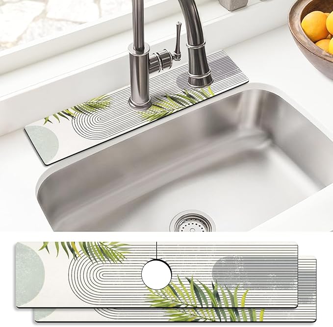 Sink Faucet Absorbing Mat, 2 Pack Drying Mat Around Faucet Sink Splash Guard by BathtubMat