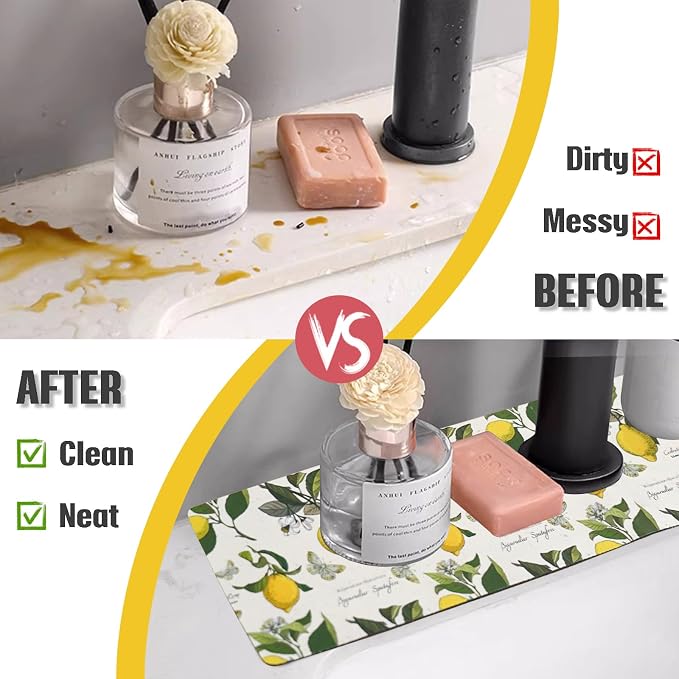 Sink Faucet Absorbing Mat, 2 Pack Drying Mat Around Faucet Sink Splash Guard - Image 5