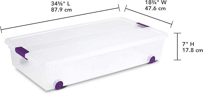 Sterilite ClearView Latch Wheeled Underbed Storage Boxes, 60 Quart - Image 2