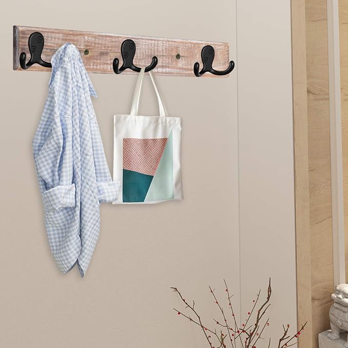 IBosins 10 Pack Black Double Prong Coat Hooks Wall Mounted - Image 5