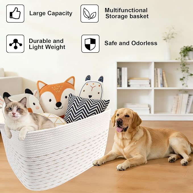 65L Large Laundry Basket with Handles, Woven Blanket Basket - Image 7