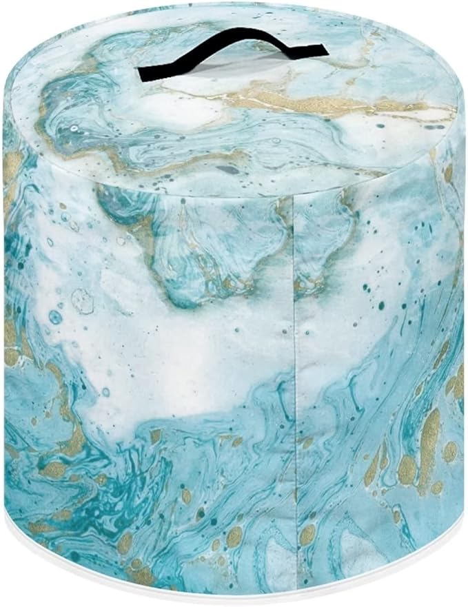 Dust Cover for Kitchen Accessories, for 6 Quart Pressure Cooker Air Fryer Rice Cooker Kitchen Appliance Dust Covers with Storage Pockets Dust-proof Washable, Sky Blue Marble