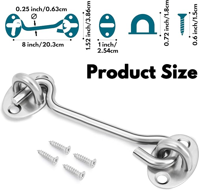 8 Inch Privacy Hook and Eye Latch - Image 2
