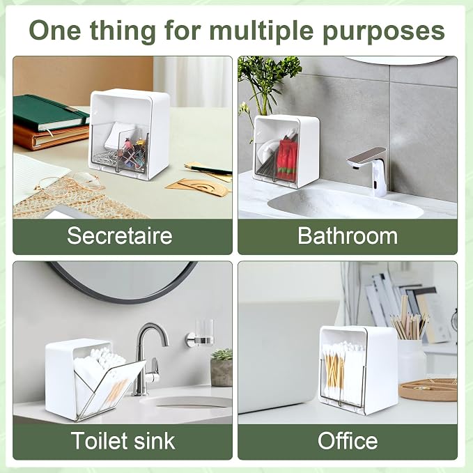 Qtip Holder with 2 Compartments, Vanity Countertop Storage Organizer - Image 4