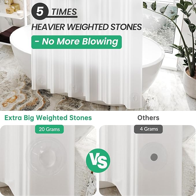 AmazerBath 78 Inch Shower Curtain Liner Frosted, 8G Shower Liner Heavy Duty - Image 2