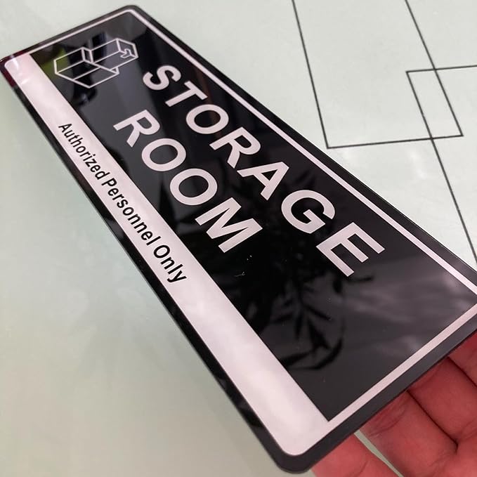 Door Sign,RAMIEYOO Acrylic Authorized Personnel Only Signs for Door,Black and White - 9"x 3" (Storage Room)