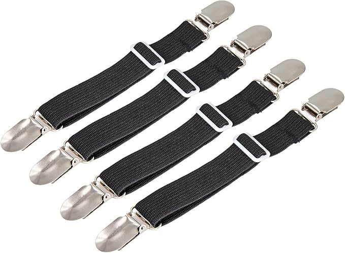 BetyBedy 4Pcs Adjustable Bed Sheet Fasteners Suspenders, Elastic Sheet Band by BetyBedy
