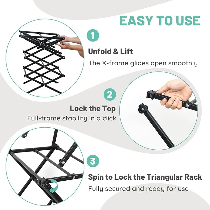 ZOES HOMEWARE 4 Tier Clothes Drying Rack Foldable | Foldable Clothing Drying - Image 7