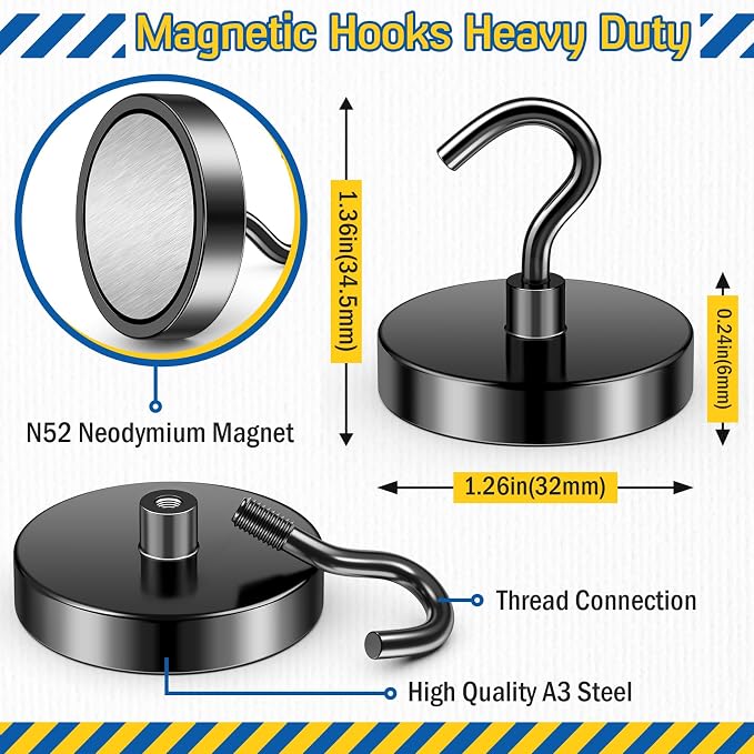 FINDMAG 6 Pack Magnetic Hooks, 110LB+ Magnetic Hooks - Image 6