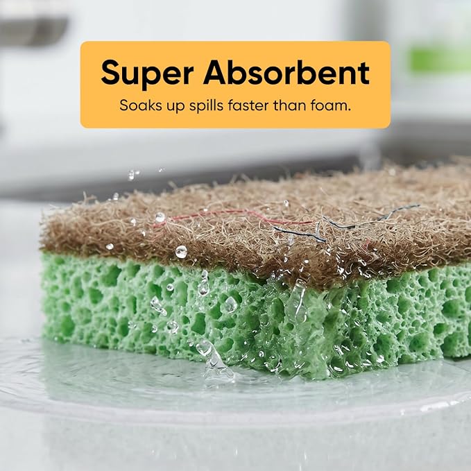 Kitchen Sponges for Washing Dishes, Non-Scratch Cellulose Dish Scrub Sponges - Image 7