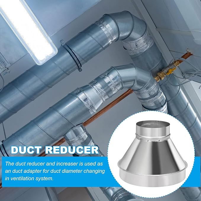 PATIKIL 10 Inch to 5 Inch Round Duct Reducer Increaser Connector, Galvanized Steel Air Duct Adapter Pipe Fitting for Bathroom Kitchen Inline Ventilation Systems, Silver Tone