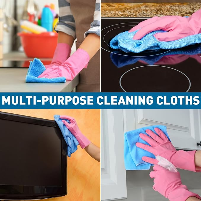TEAWOO Blue Microfiber Towels Bulk-50 Pack, Cleaning Cloths | Microfiber Towels - Image 5