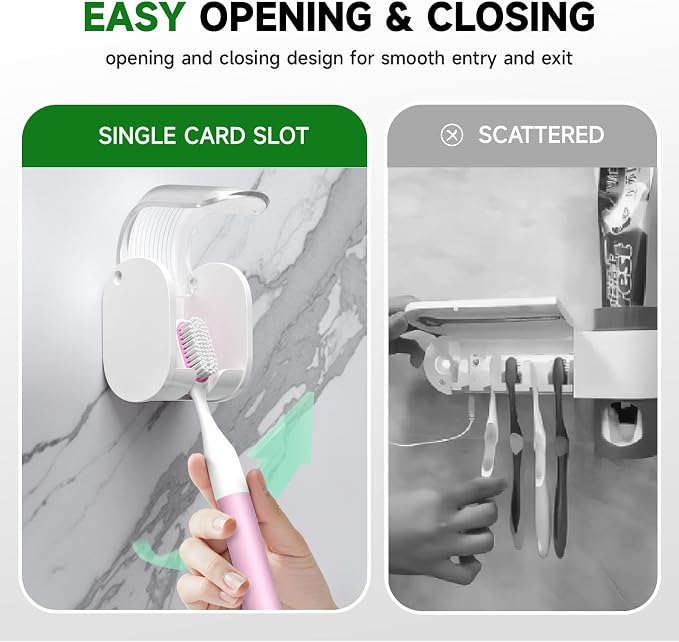 6 Pcs Toothbrush Holders Wall Mounted, Single Slot Design, Shower Self Adhesive - Image 4