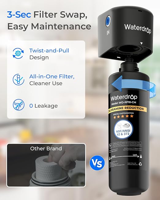 Waterdrop 10UB-CM Under Sink Water Filter System, 99% Chloramine Reduce | Ideal - Image 8
