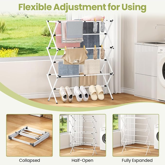 Oversized Clothes Drying Rack, 45.28" H × 14.57" D | Foldable & Extendable - Image 6