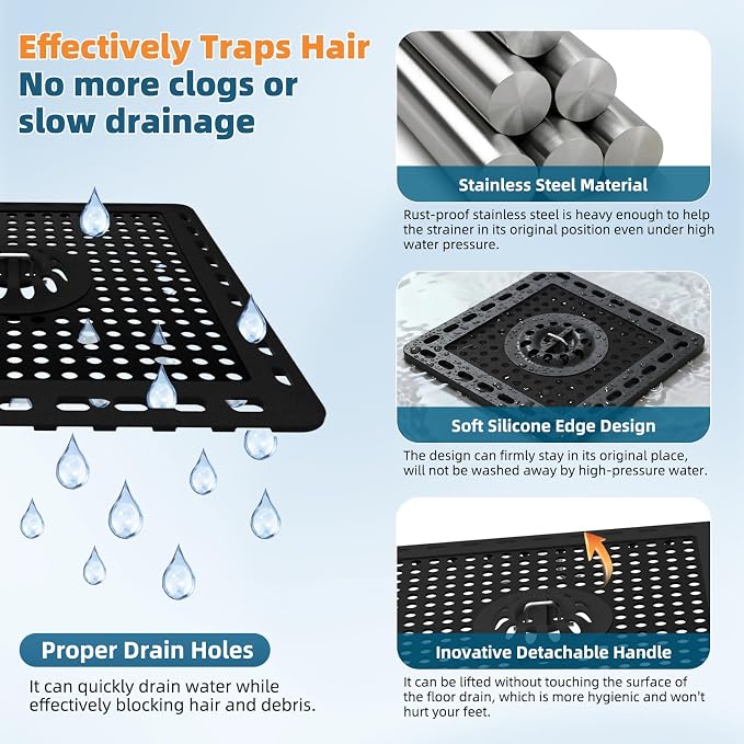 Hibbent Upgraded Shower Drain Hair Catcher, Shower Cover - Image 2