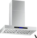 EKON 900 CFM Range Hood Stainless Steel 36 inch Kitchen Hood Vent With 4 Speeds Touch Panel Control LCD Display and Remote / 2 Pcs 3W Led Lights / 3 Pcs Baffle Filters NAP01-36N