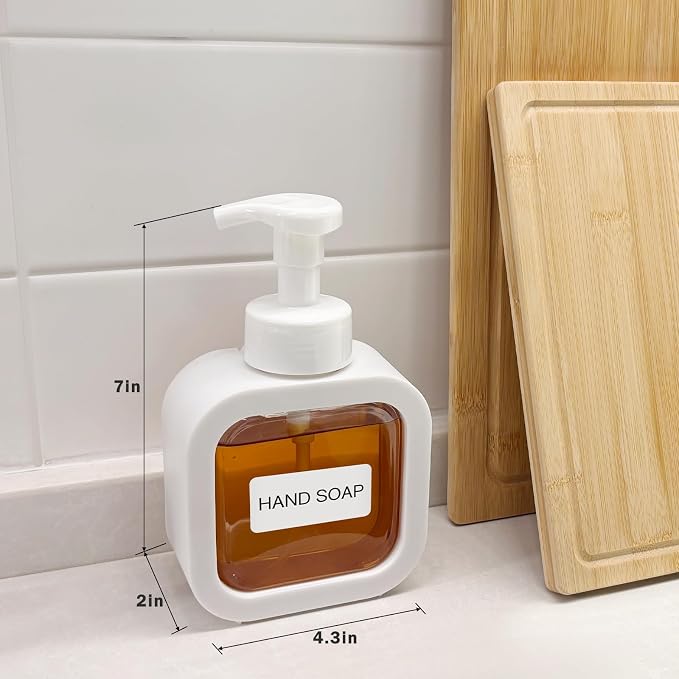 Foaming Soap Dispenser, 2 Pack 300ml Plastic Refillable Foaming Hand Soap - Image 2