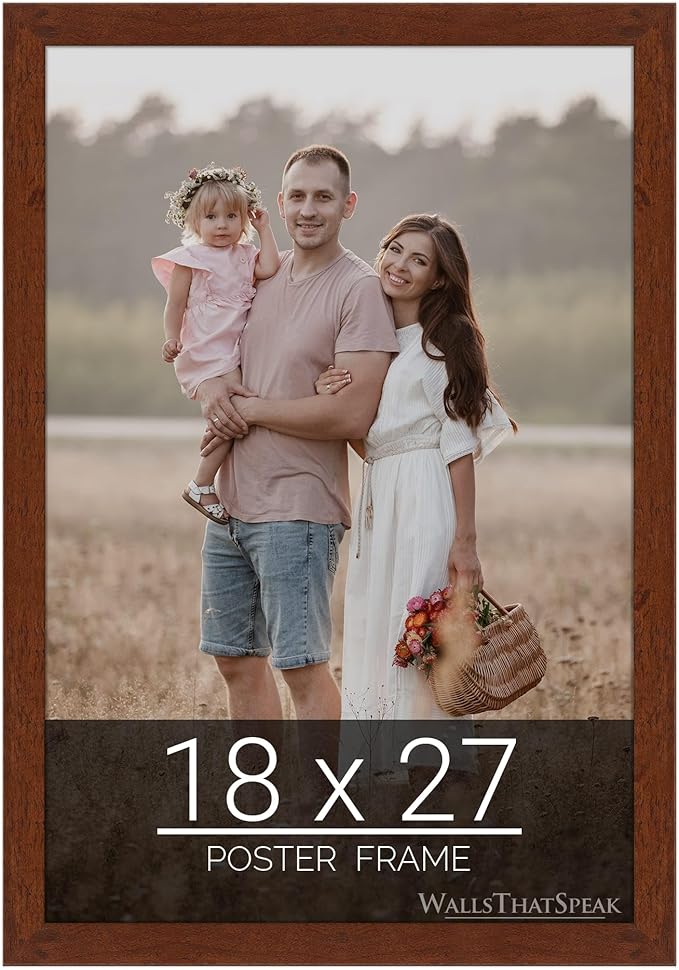 wallsthatspeak 18x27 Dark Walnut Rustic Pine Picture Frame for Puzzles Posters Photos or Artwork