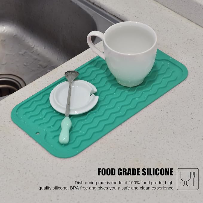 Silicone Dish Drying Mat, Non-Slip Easy Clean Sink Mat, Large Heat-resistant - Image 6