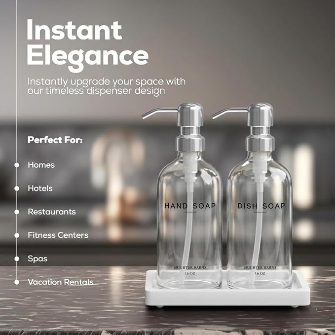 Glass Hand and Dish Soap Dispenser Set by Brighter Barns - Image 2