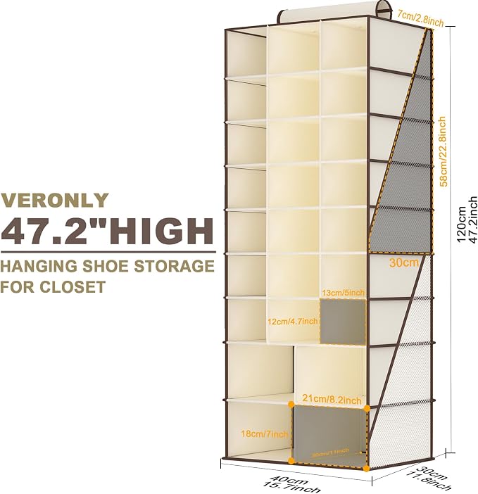 Hanging Shoe Organizer for Closet-Collapsible Storage Rack - Image 3