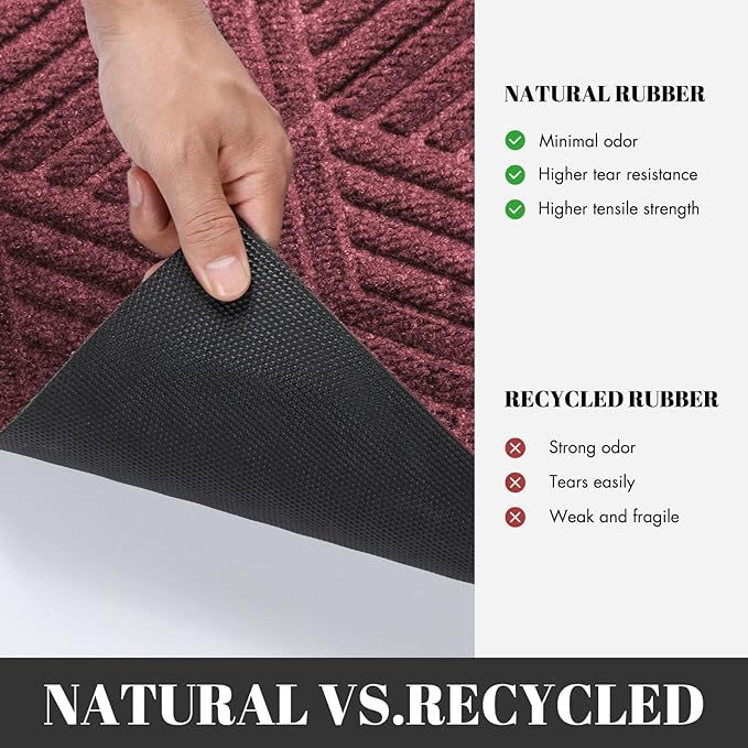 Yimobra Extra Large Door Mat 60x36, All-Season Waterproof Outdoor Mats for Front Door Entrance with Drainage Holes, Heavy Duty Non-Slip Doormat for Garage Patio Entryway Indoor, Red
