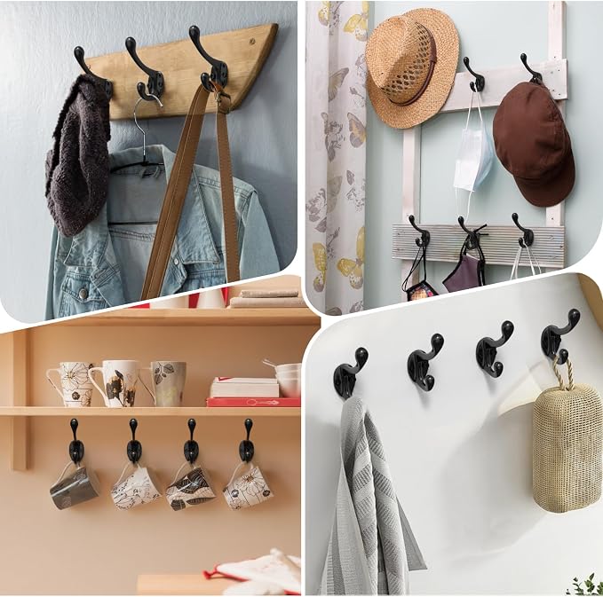 16 Pcs Black Coat Hooks, Wall Hooks - Image 5