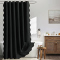 MIULEE Black Scalloped Linen Shower Curtain 72x72 Inches by MIULEE
