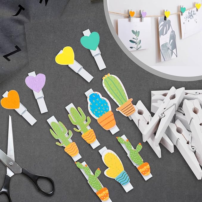 50PCS White Wooden Clothespins 2.9 Inch Color Clothes Pins - Image 5